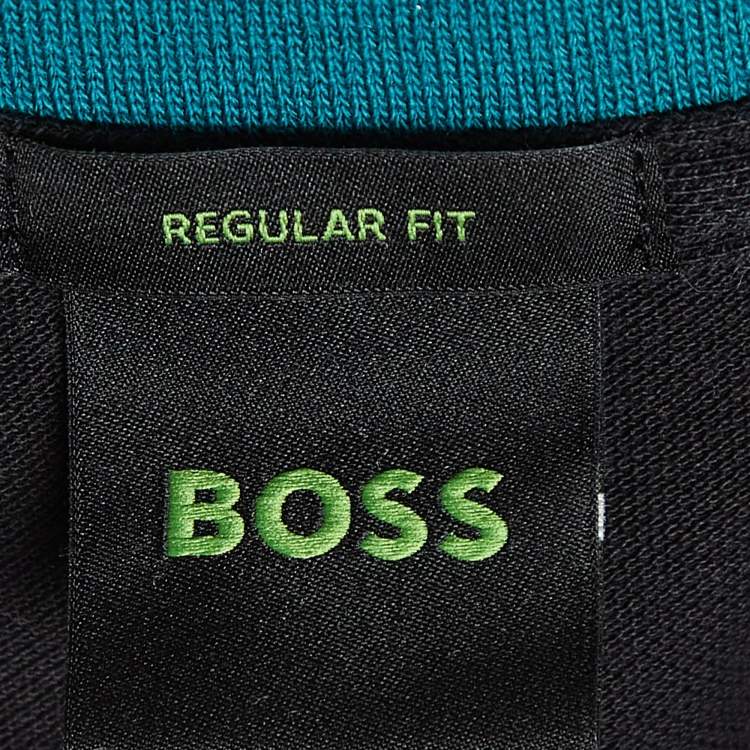 Pre Owned Boss By Hugo Boss Black Cotton Contrast Detail Polo T-Shirt XXL