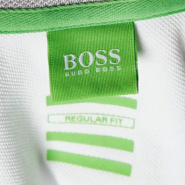 Pre Owned Boss By Hugo Boss White Cotton Pique Regular Fit Polo T-Shirt M