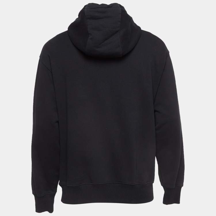 Pre Owned Boss By Hugo Boss Black Logo Print Cotton Knit Oversized Hoodie M