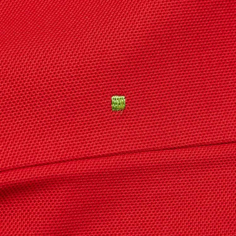 Pre Owned Boss By Hugo Boss Red Logo Embroidered Knit Polo T-Shirt L