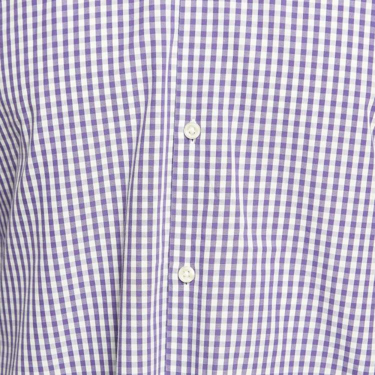 Pre Owned Boss By Hugo Boss Purple Gingham Check Cotton Sharp Fit Shirt M