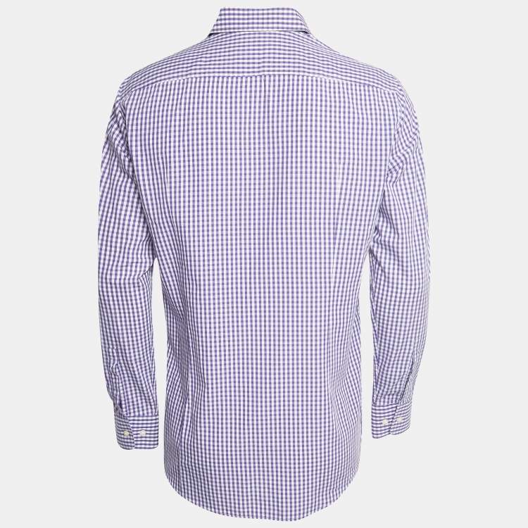 Pre Owned Boss By Hugo Boss Purple Gingham Check Cotton Sharp Fit Shirt M