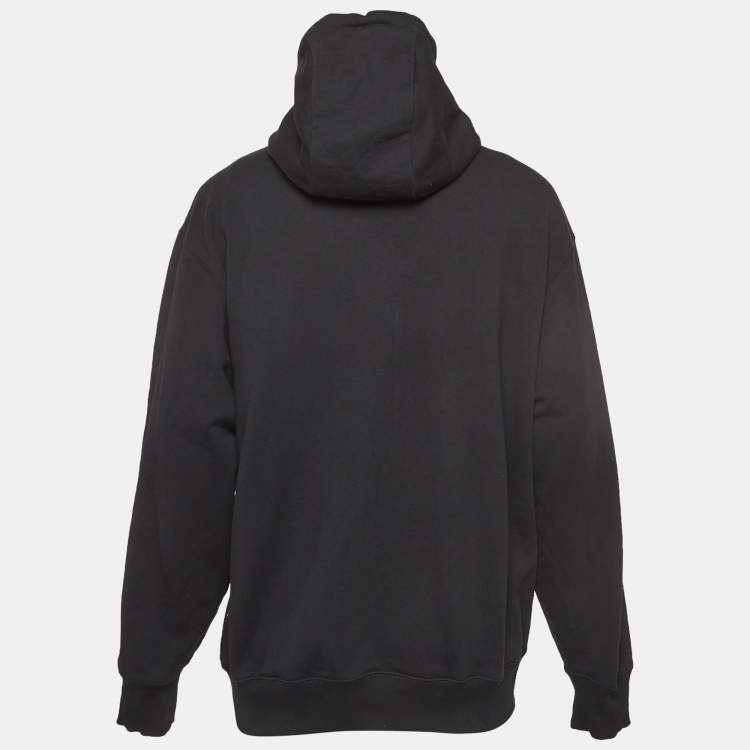 Pre Owned Boss By Hugo Boss Black Cotton Logo Patch Oversized Hoodie XL