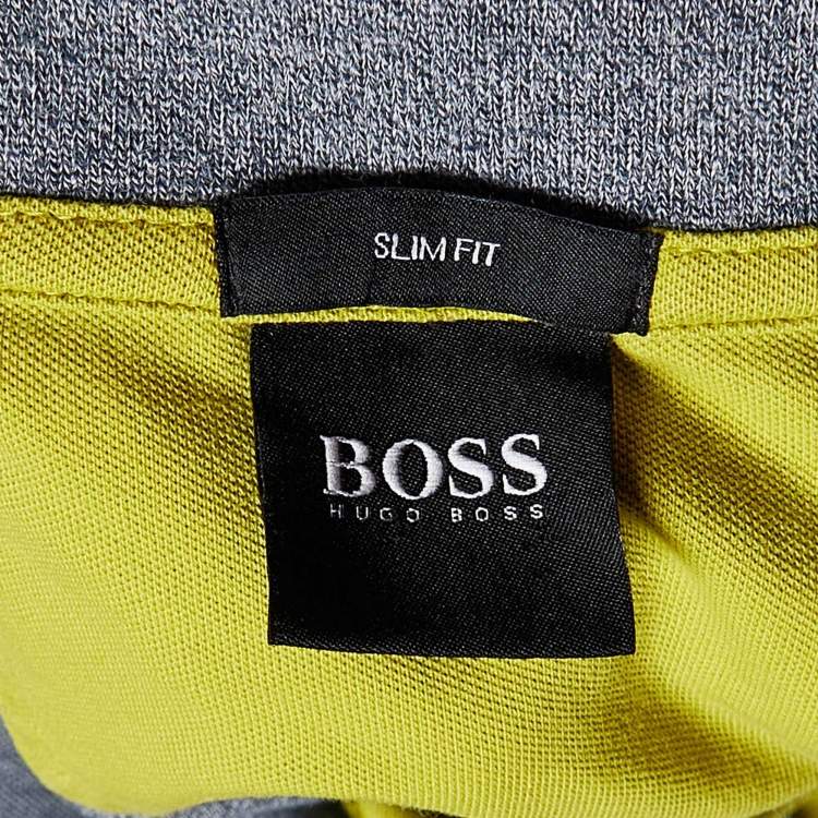 مملوكة مسبقًا Boss by Hugo Boss Grey Cotton Paul Curved Polo T-Shirt XXXL