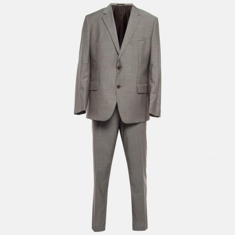 Pre Owned Boss By Hugo Boss Grey Virgin Wool Suit S