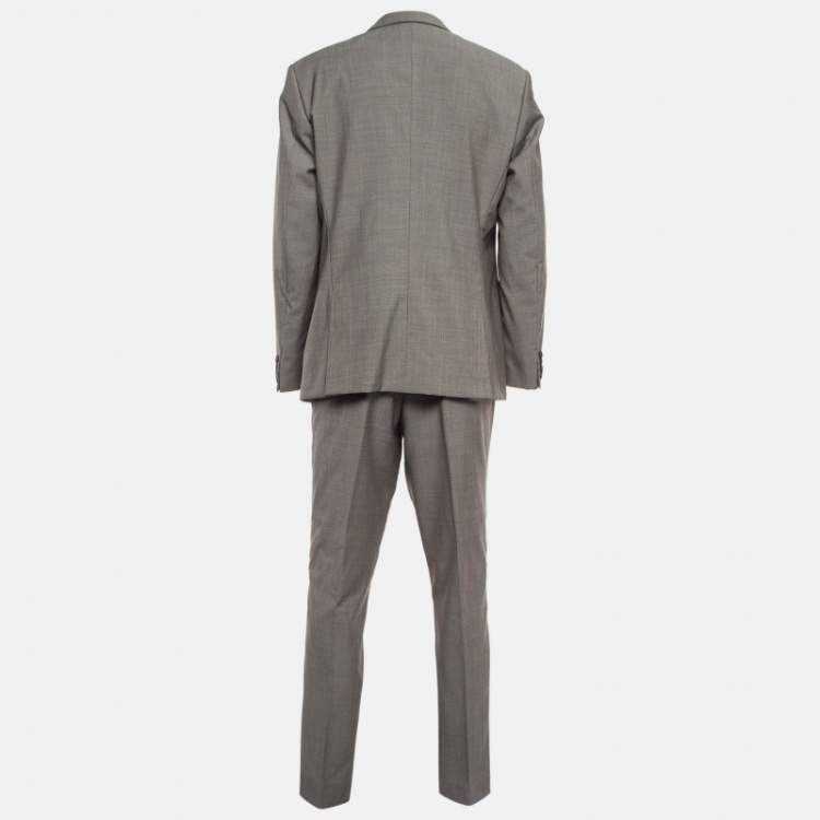 Pre Owned Boss By Hugo Boss Grey Virgin Wool Suit S