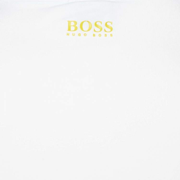 Pre Owned Boss By Hugo Boss White Printed Cotton Modern Fit T-Shirt L