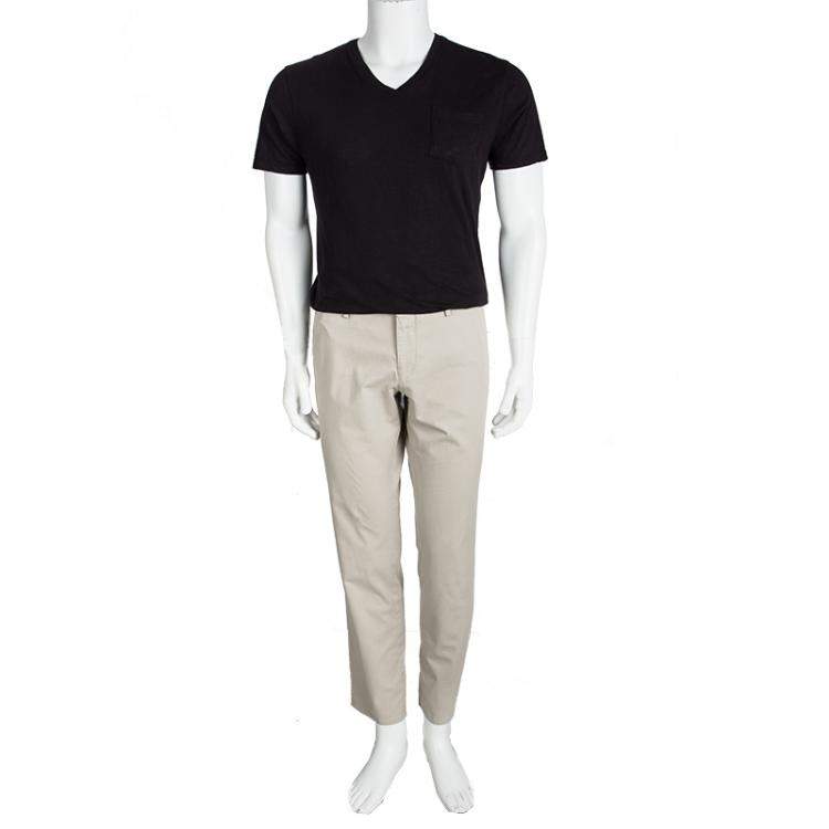 Pre Owned Boss By Hugo Boss Beige Cotton Trousers L