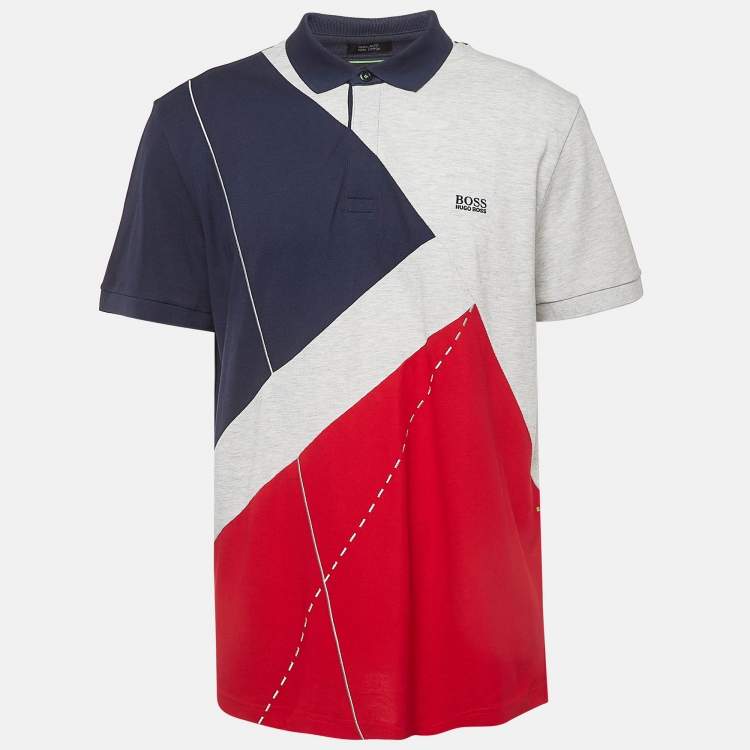 Pre Owned Boss by Hugo Boss Colorblocked Pima Cotton Polo T-Shirt XXXL