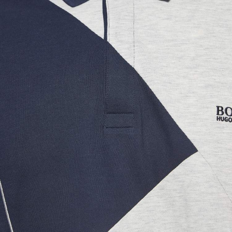 Pre Owned Boss by Hugo Boss Colorblocked Pima Cotton Polo T-Shirt XXXL