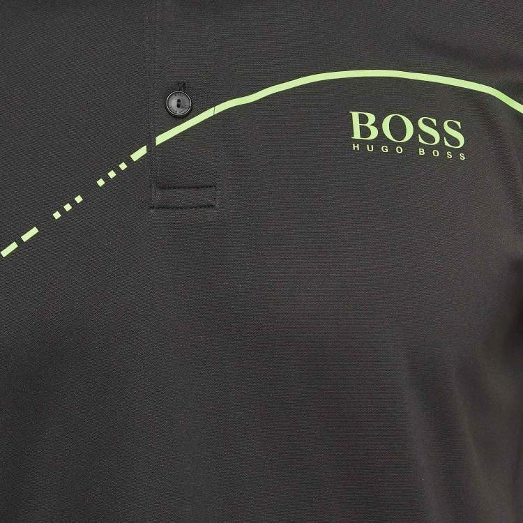 Pre Owned Boss By Hugo Boss Black Contrast Trim Jersey Polo T-Shirt S
