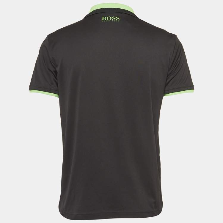 Pre Owned Boss By Hugo Boss Black Contrast Trim Jersey Polo T-Shirt S