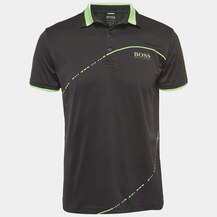 Pre Owned Boss By Hugo Boss Black Contrast Trim Jersey Polo T-Shirt S