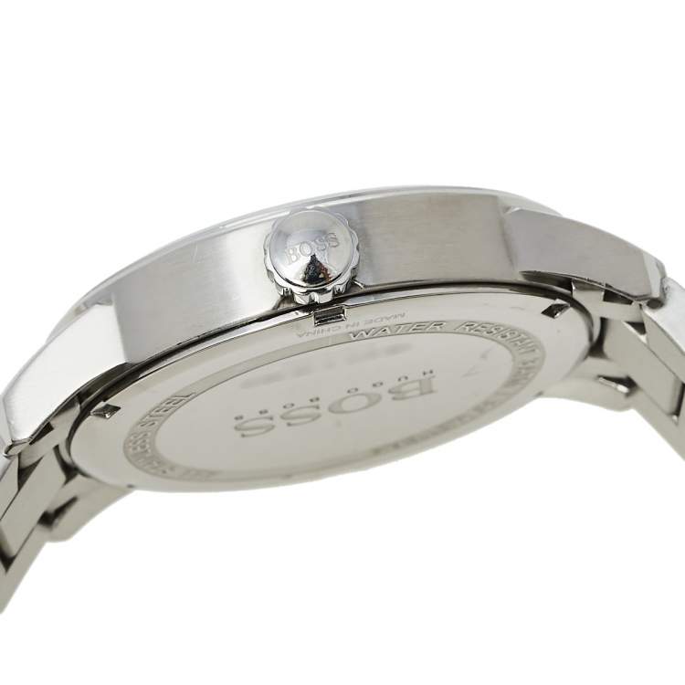 Pre Owned Boss By Hugo Boss Silver Stainless Steel HB.217.1.14.2614 Men's Wristwatch 43 mm