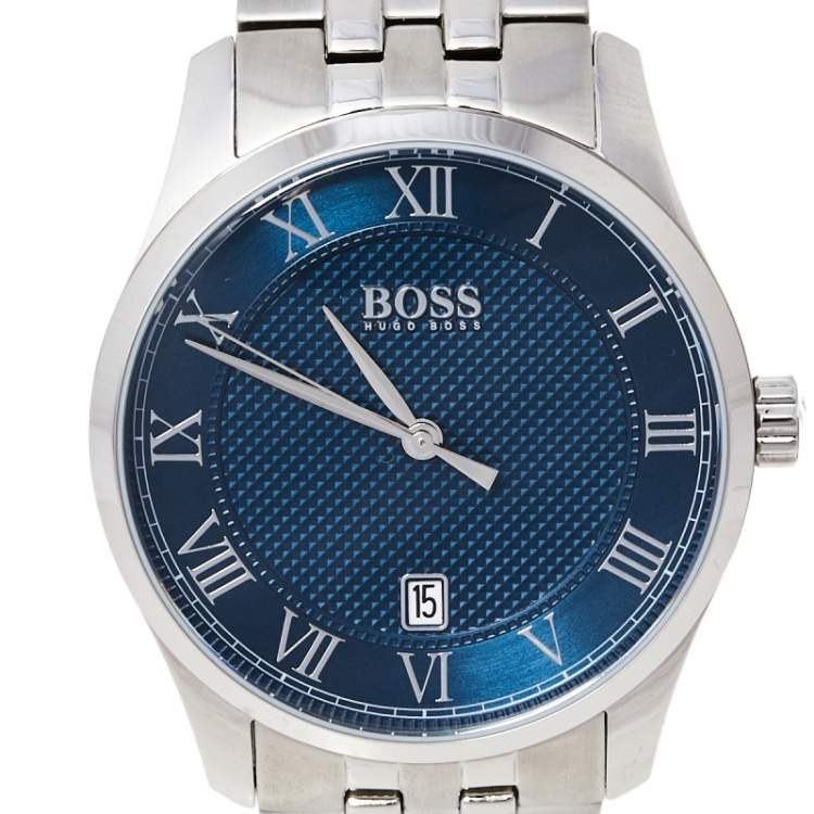 Pre Owned Hugo Boss Blue Stainless Steel Boss 1513602 Men's Wristwatch 41 mm