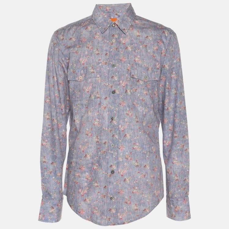 Pre Owned Boss Orange by Hugo Boss Multicolor Floral Print Cotton Long Sleeve Shirt M