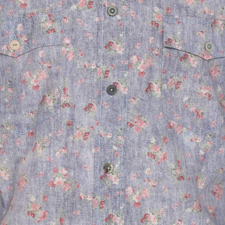 Pre Owned Boss Orange by Hugo Boss Multicolor Floral Print Cotton Long Sleeve Shirt M