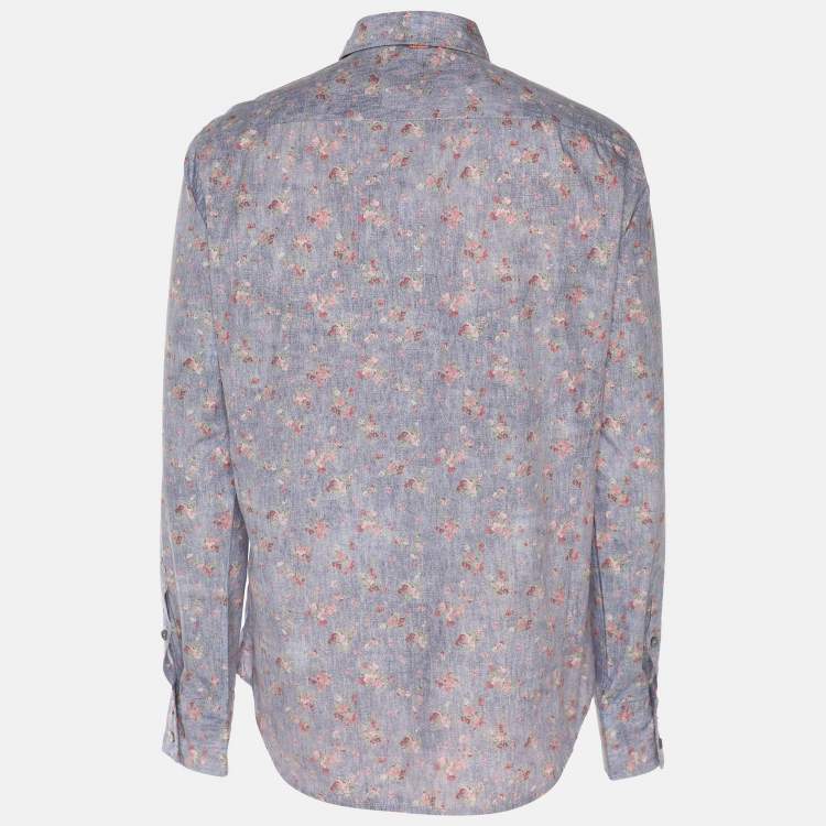 Pre Owned Boss Orange by Hugo Boss Multicolor Floral Print Cotton Long Sleeve Shirt M