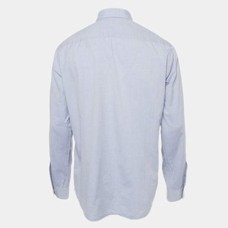 Pre Owned Boss Orange By Hugo Boss Blue Cotton Full Sleeve Shirt L  