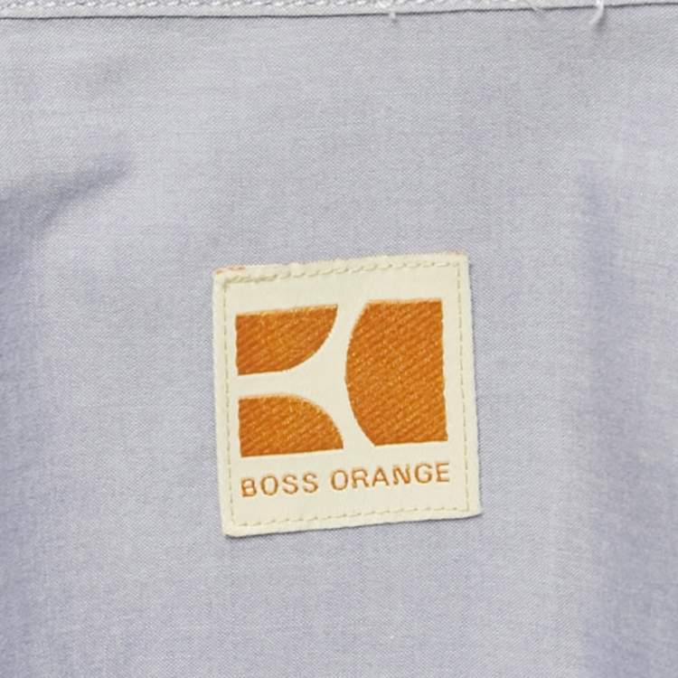 Pre Owned Boss Orange By Hugo Boss Blue Cotton Full Sleeve Shirt L  