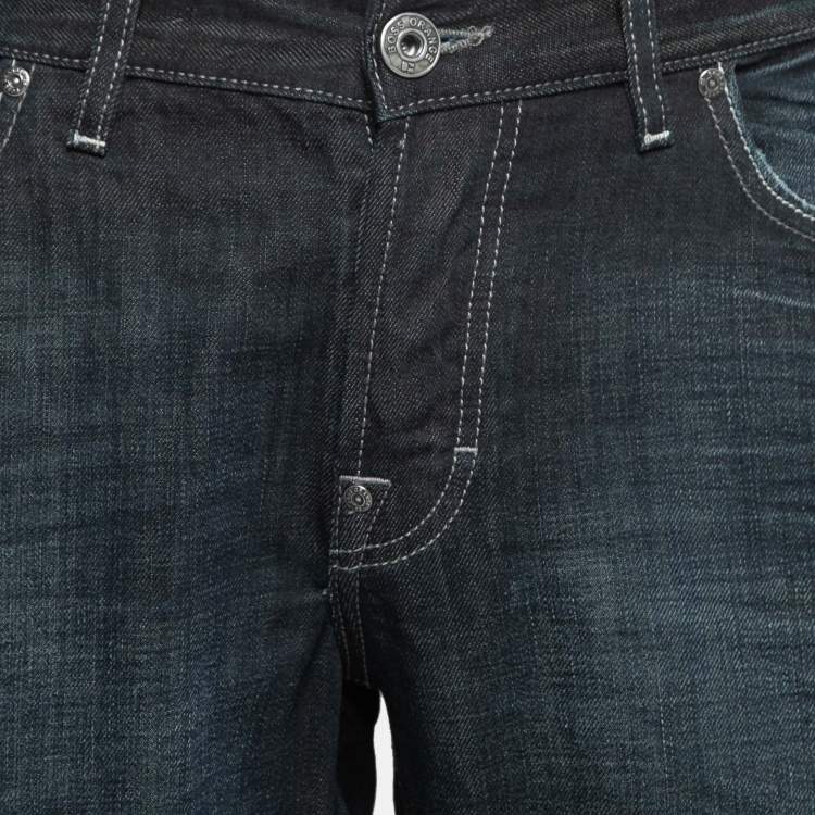 Pre Owned Boss Orange by Hugo Boss Dark Blue Denim Regular Fit Jeans L Waist 34"