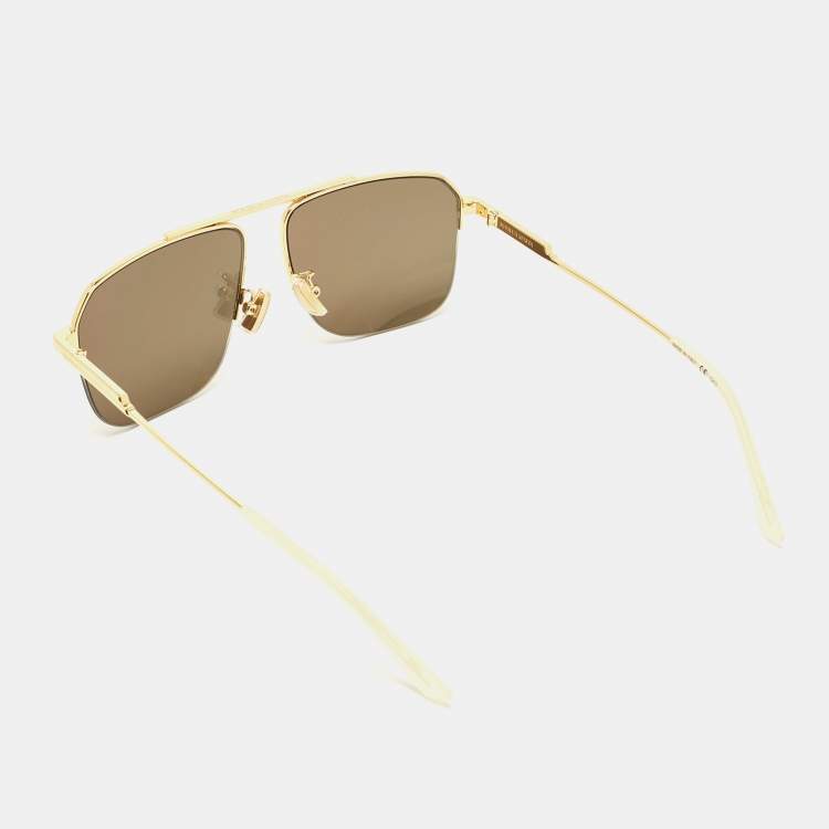 Pre Owned Bottega Veneta Gold Mirror Aviator Sunglasses