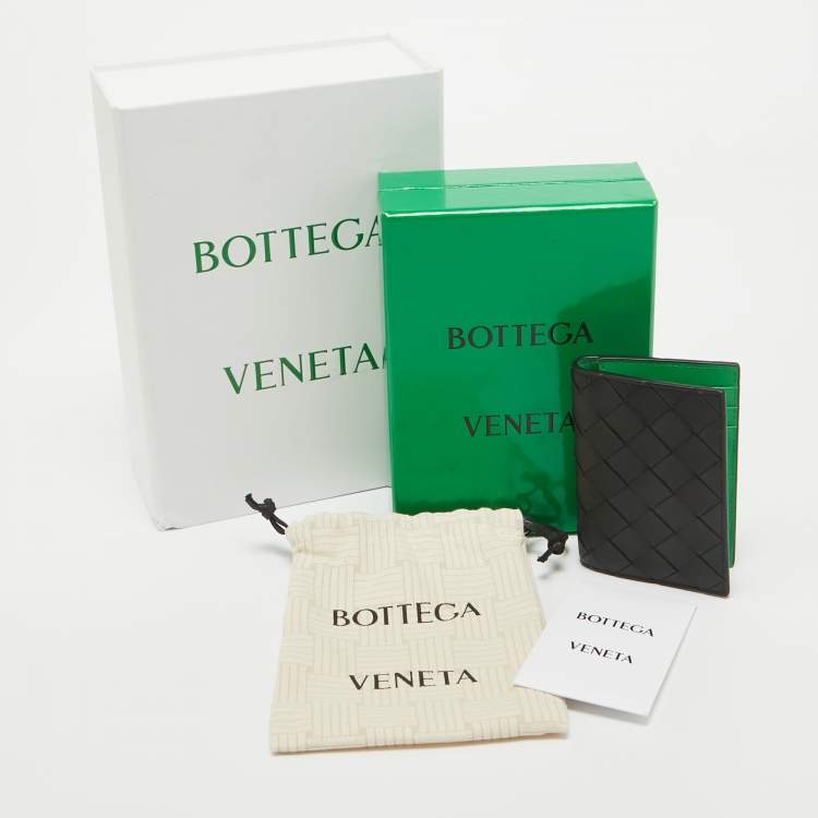 Pre Owned Bottega Veneta Black Intrecciato Leather Card Holder 