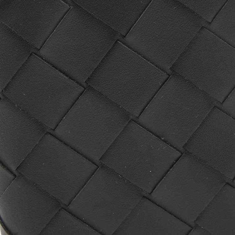 Pre Owned Bottega Veneta Black Intrecciato Leather Card Holder 