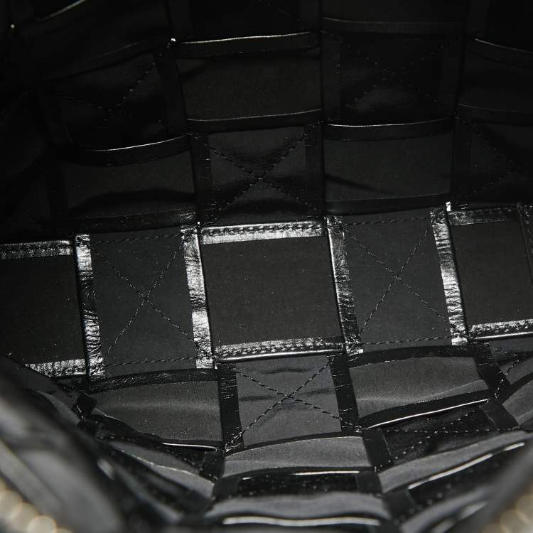 Pre Owned Bottega Veneta Black Intreccio Leather Cassette Messenger Bag