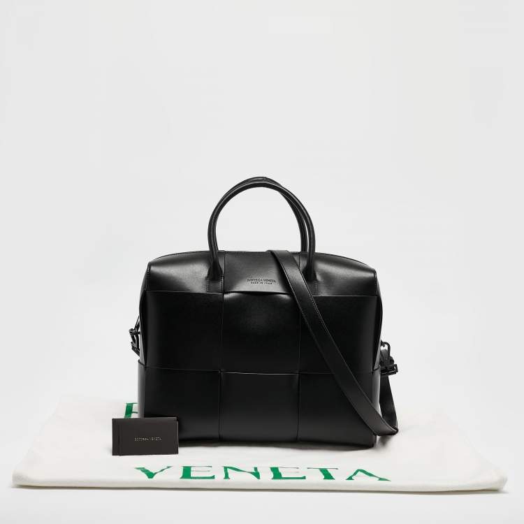 Pre Owned Bottega Veneta Black Intrecciato Arco Briefcase Bag