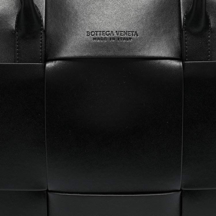 Pre Owned Bottega Veneta Black Intrecciato Arco Briefcase Bag