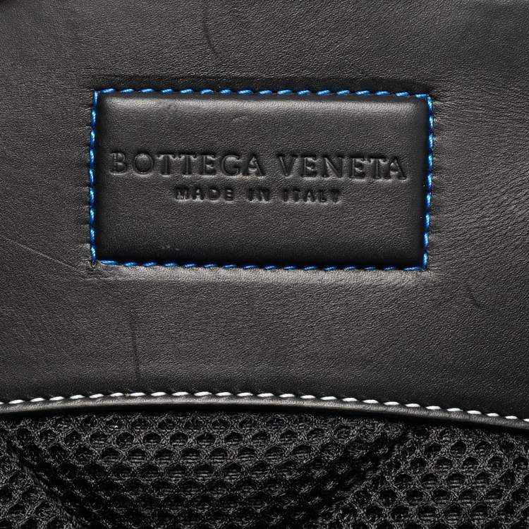 Pre Owned Bottega Veneta Black/Blue Nylon Paper Touch Backpack