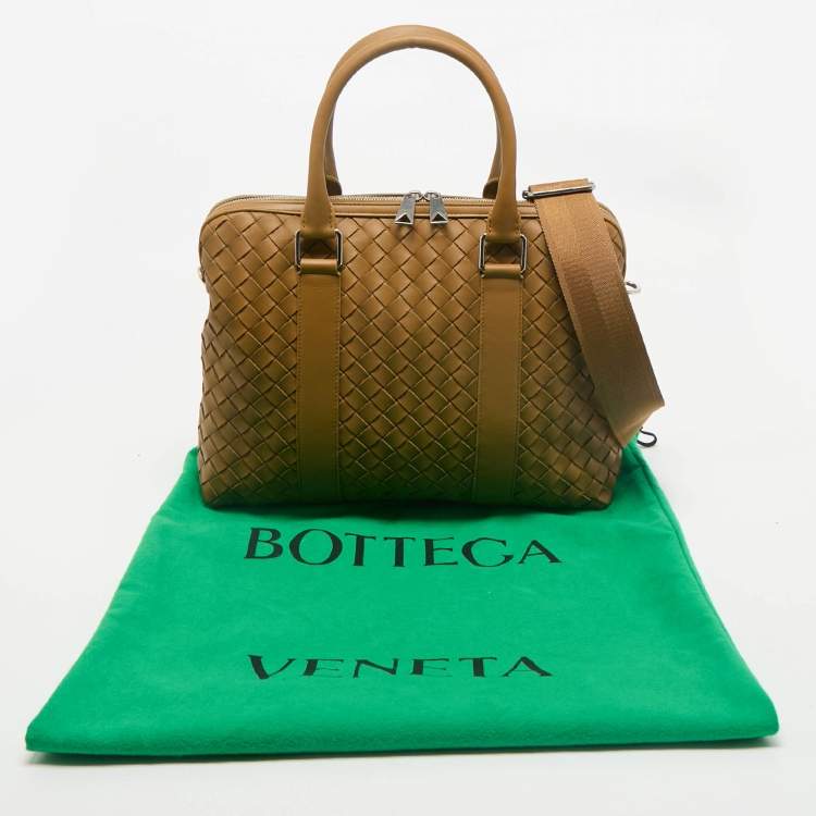 Pre Owned Bottega Veneta Tan Intrecciato Leather Briefcase