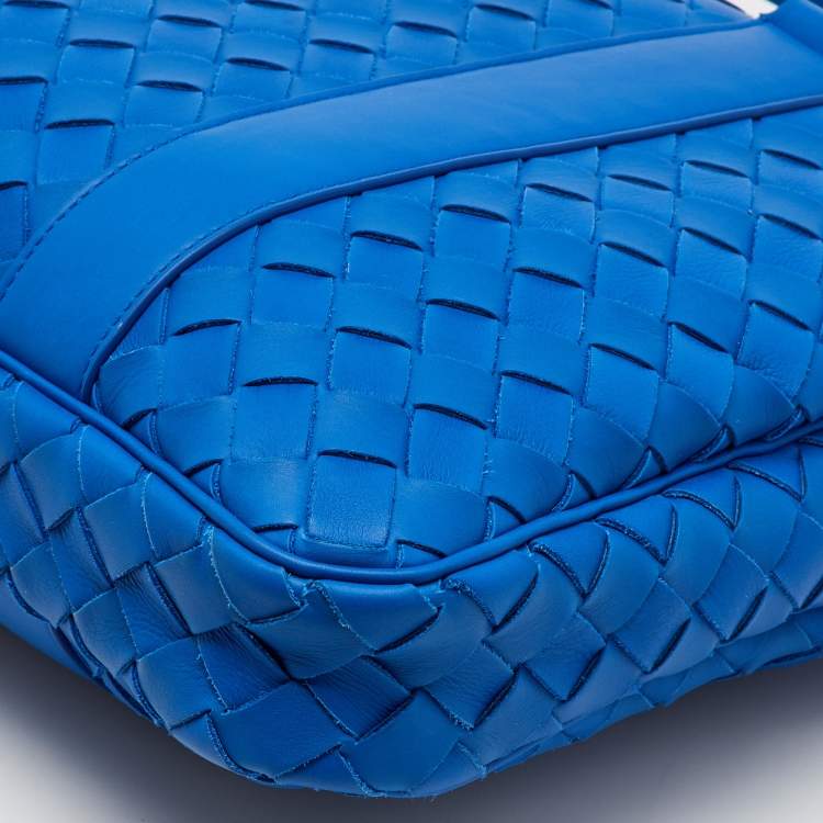 Pre Owned Bottega Veneta Blue Intrecciato Leather Slim Briefcase
