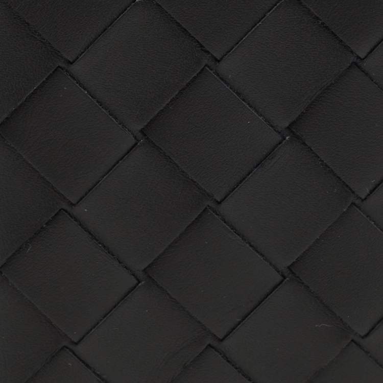 Pre Owned Bottega Veneta Black Intrecciato Leather Bifold Card Holder