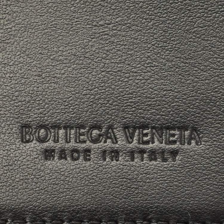 Pre Owned Bottega Veneta Black Intrecciato Leather Bifold Card Holder