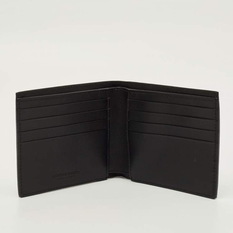 مملوكة مسبقًا Bottega Veneta Black/Blue Perforated Leather Bifold Wallet