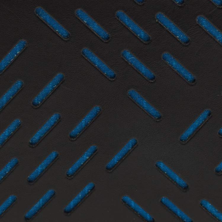 مملوكة مسبقًا Bottega Veneta Black/Blue Perforated Leather Bifold Wallet