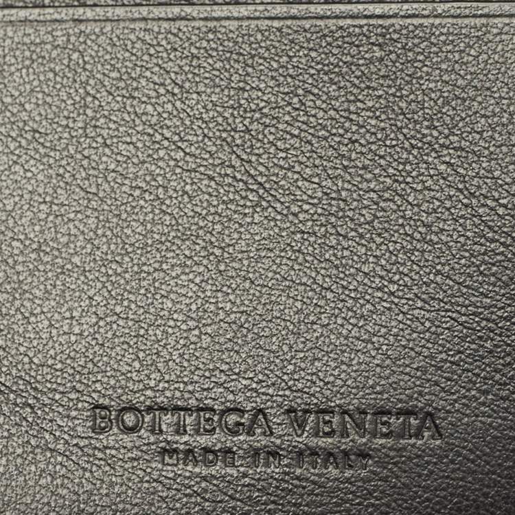 مملوكة مسبقًا Bottega Veneta Black/Blue Perforated Leather Bifold Wallet