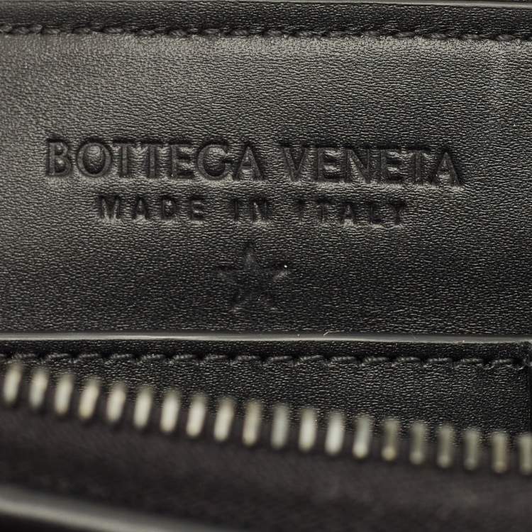 Pre Owned Bottega Veneta Black Intrecciato Leather Document Clutch