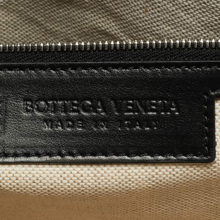 Pre Owned Bottega Veneta Classic Portfolio Black Intrecciato Leather Bag