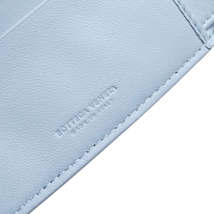 Pre Owned Bottega Veneta Blue/Black Intrecciato Leather Bifold Wallet