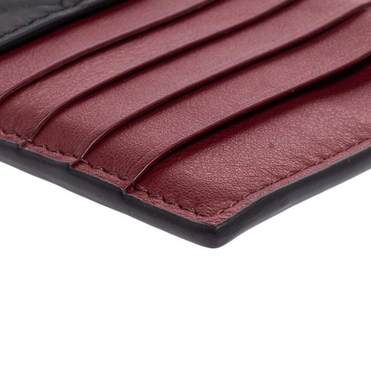 Pre Owned Bottega Veneta Navy Blue/Red Intrecciato Leather Zip Card Holder