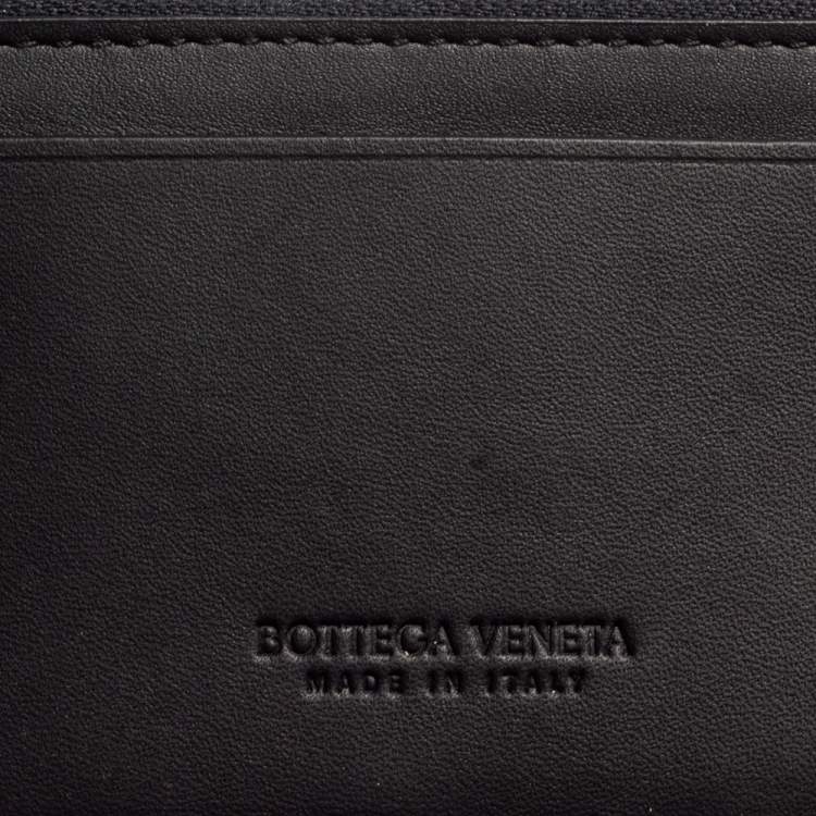 Pre Owned Bottega Veneta Navy Blue/Red Intrecciato Leather Zip Card Holder