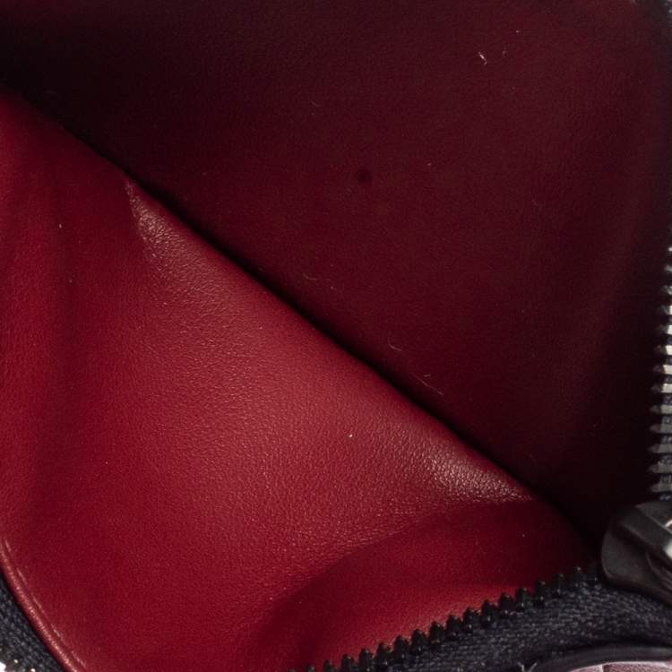 Pre Owned Bottega Veneta Navy Blue/Red Intrecciato Leather Zip Card Holder