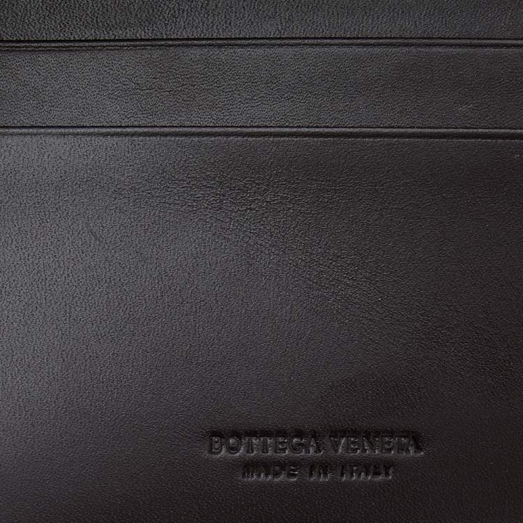 Pre Owned Bottega Veneta Dark Brown Intrecciato Leather Bifold Wallet