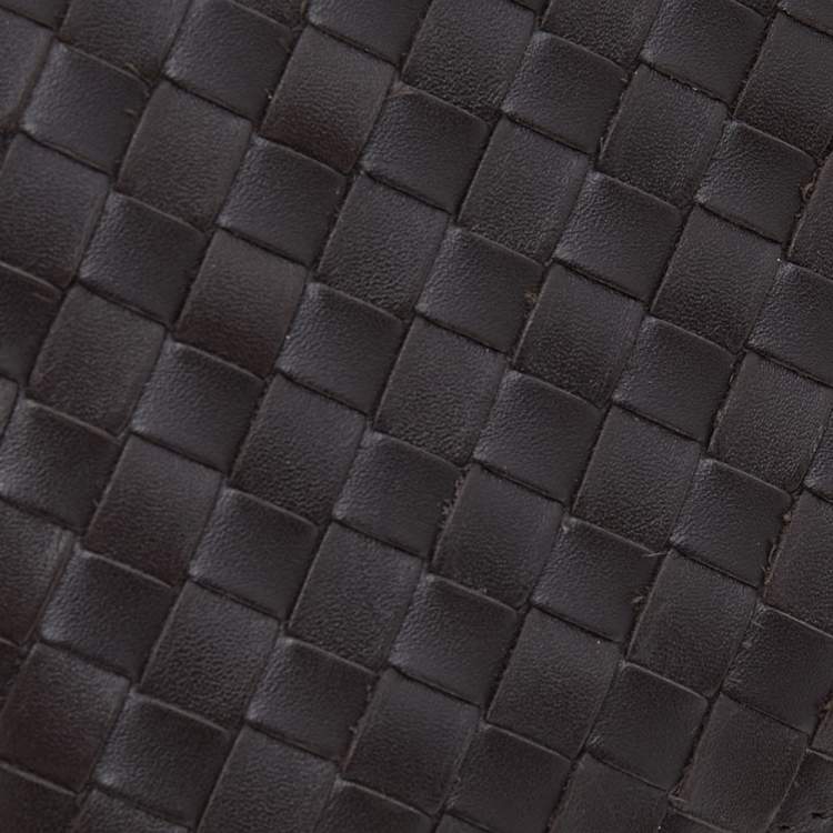 Pre Owned Bottega Veneta Dark Brown Intrecciato Leather Bifold Wallet