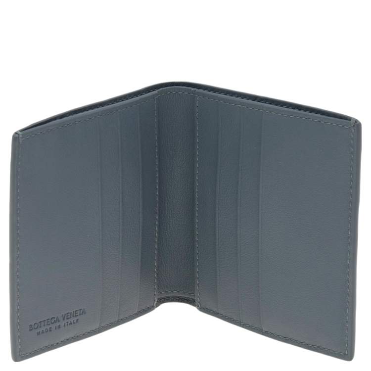 Pre Owned Bottega Veneta Grey Intrecciato Leather Bifold Wallet 