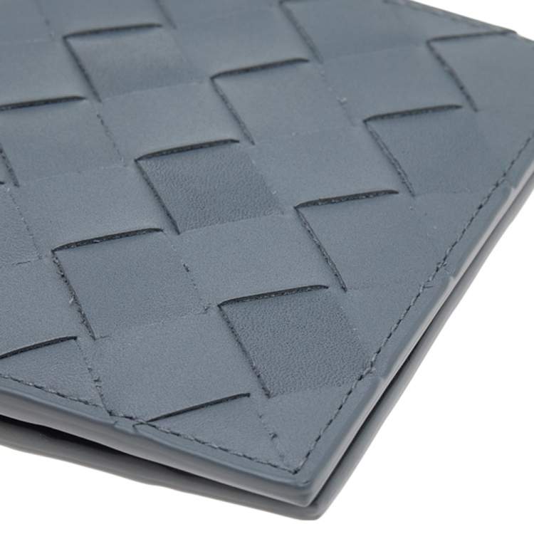 Pre Owned Bottega Veneta Grey Intrecciato Leather Bifold Wallet 