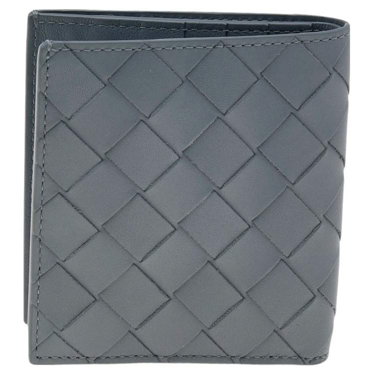 Pre Owned Bottega Veneta Grey Intrecciato Leather Bifold Wallet 